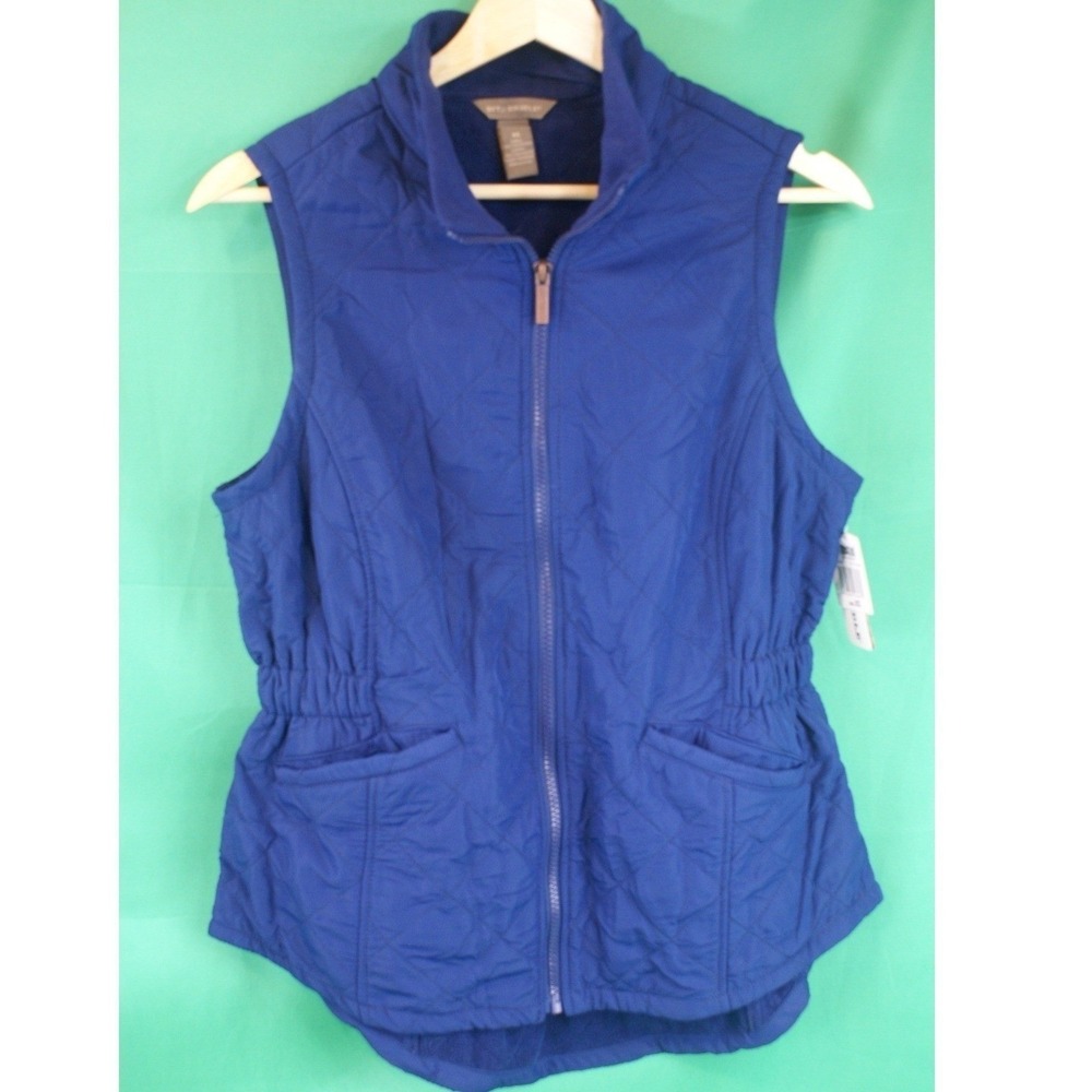 Bit & Bridle Womens Blue Quilted Zip Up Vest Cinched Waist XS New Western Ranch - Picture 2 of 11